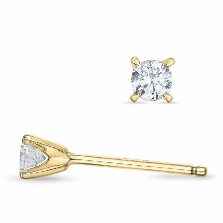 2 x 0,11 ct lab grown diamant solitaireørestikker i 9 karat guld med lab grown diamant 