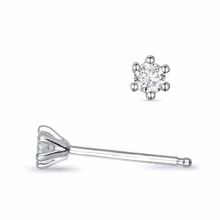 2 x 0,08 ct lab grown diamant solitaireørestikker i 9 karat hvidguld med lab grown diamant 