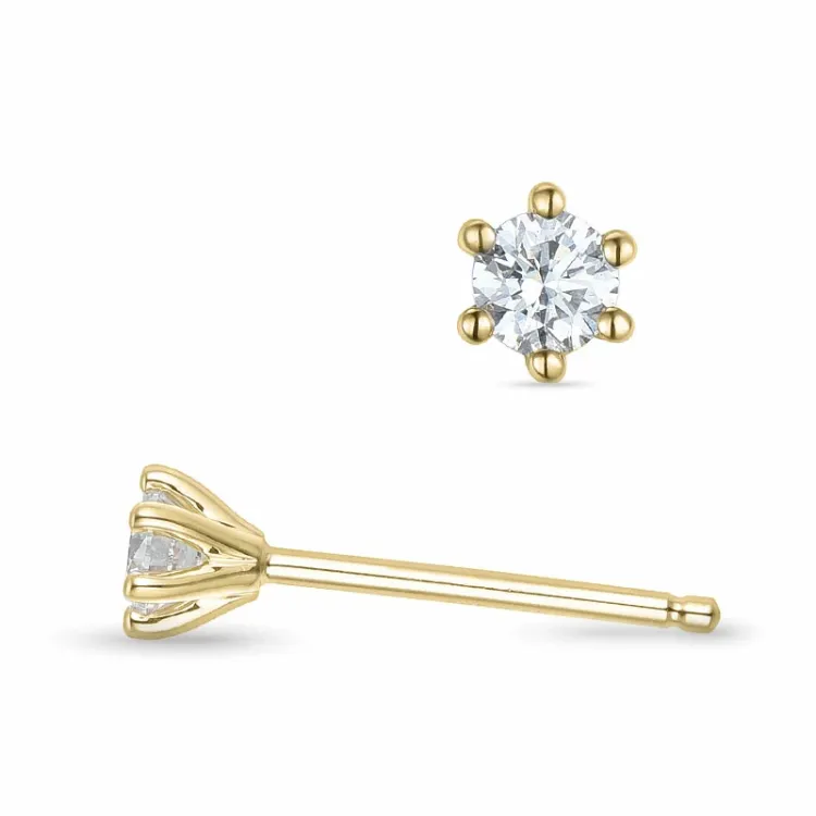 2 x 0,10 ct lab grown diamant solitaireørestikker i 9 karat guld med lab grown diamant 