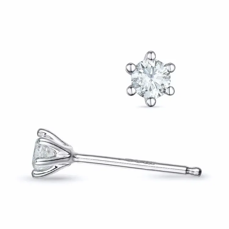 2 x 0,10 ct lab grown diamant solitaireørestikker i 9 karat hvidguld med lab grown diamant 
