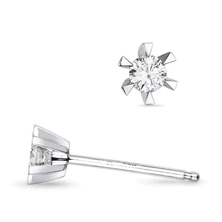 2 x 0,10 ct lab grown diamant solitaireørestikker i 9 karat hvidguld med lab grown diamant 