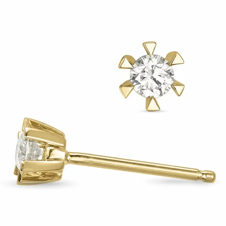 2 x 0,15 ct  lab grown diamant solitaireørestikker i 9 karat guld med lab grown diamant 