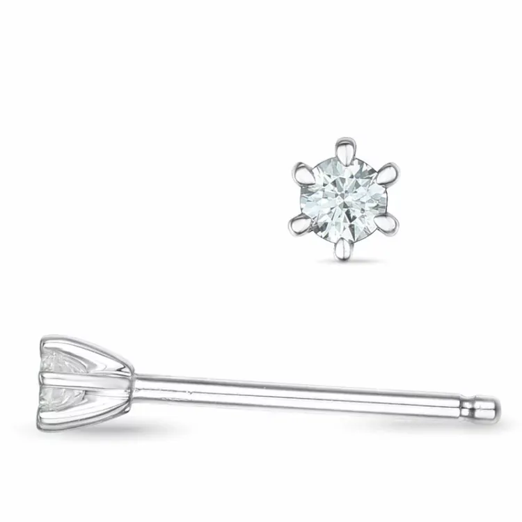 2 x 0,03 ct lab grown diamant solitaireørestikker i 9 karat hvidguld med lab grown diamant 