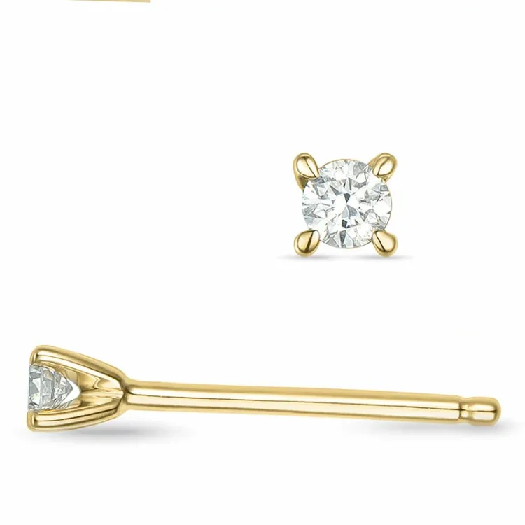 2 x 0,03 ct lab grown diamant solitaireørestikker i 9 karat guld med lab grown diamant 