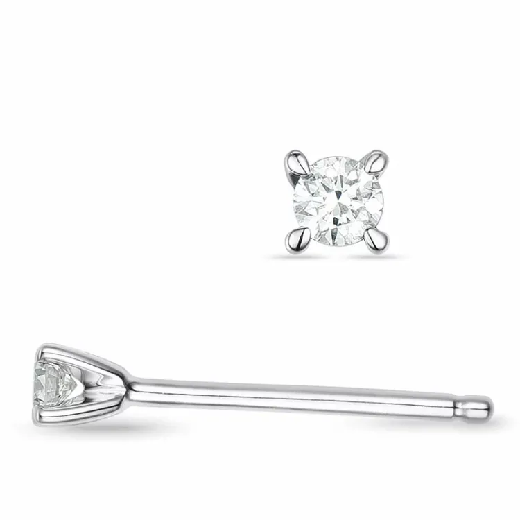 2 x 0,03 ct lab grown diamant solitaireørestikker i 9 karat hvidguld med lab grown diamant 
