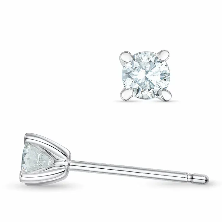2 x 0,20 ct lab grown diamant solitaireørestikker i 9 karat hvidguld med lab grown diamant 