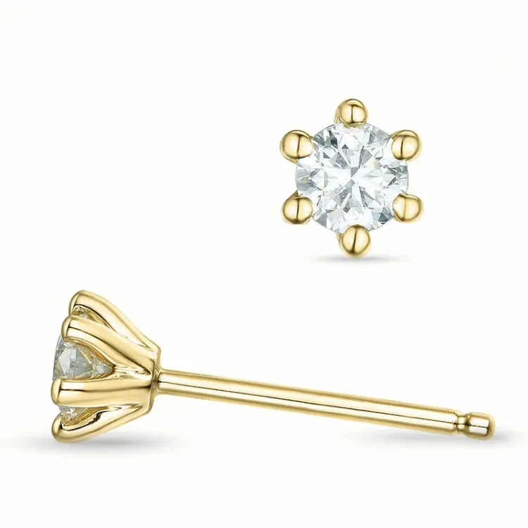 2 x 0,20 ct lab grown diamant solitaireørestikker i 9 karat guld med lab grown diamant 