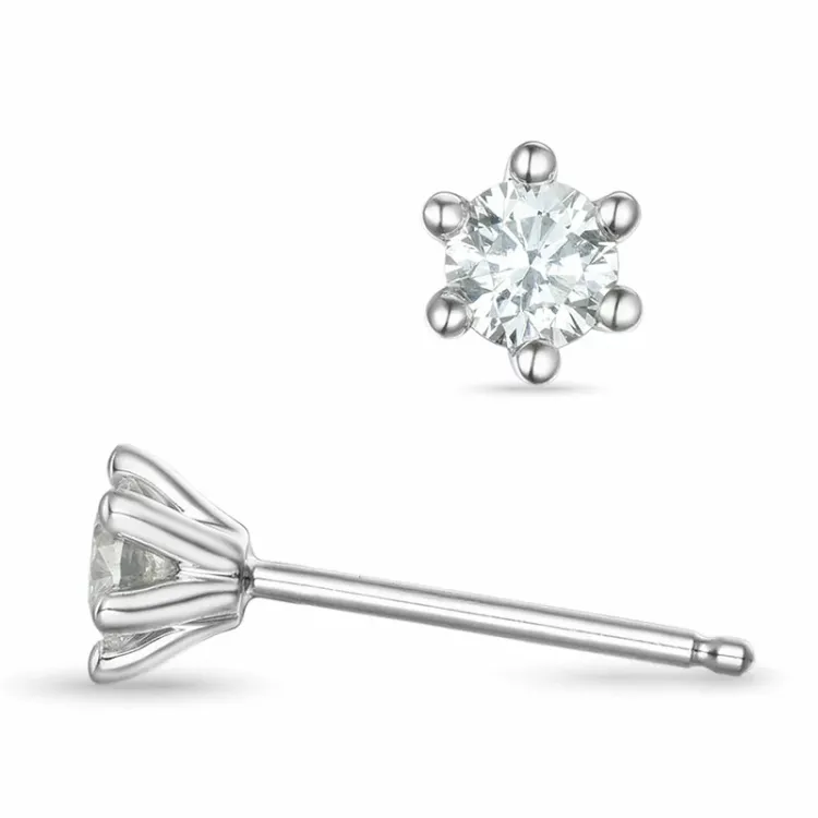 2 x 0,20 ct lab grown diamant solitaireørestikker i 9 karat hvidguld med lab grown diamant 