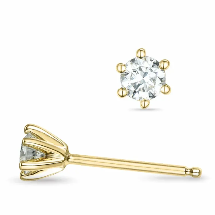 2 x 0,16 ct lab grown diamant solitaireørestikker i 9 karat guld med lab grown diamant 