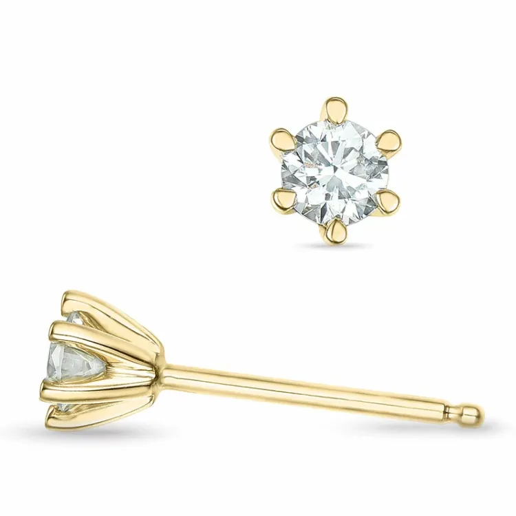 2 x 0,16 ct lab grown diamant solitaireørestikker i 9 karat guld med lab grown diamant 