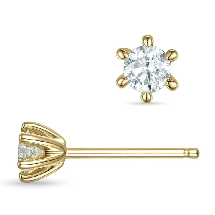 2 x 0,18 ct lab grown diamant solitaireørestikker i 9 karat guld med lab grown diamant 