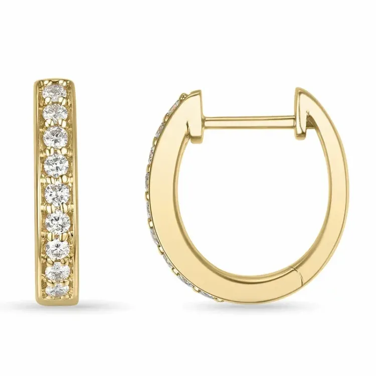 14 mm creoler i 9 karat guld med lab grown diamant 