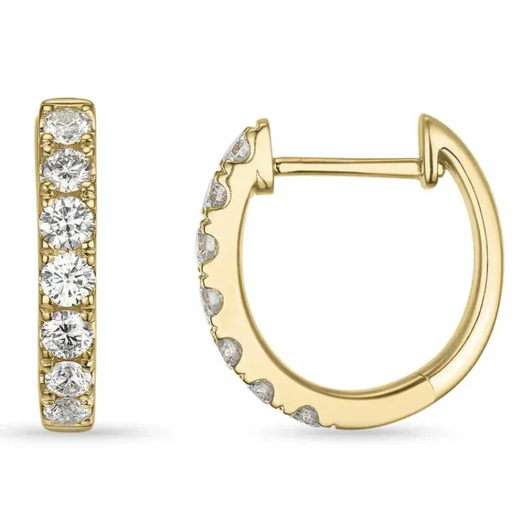 14 mm creoler i 9 karat guld med lab grown diamant 