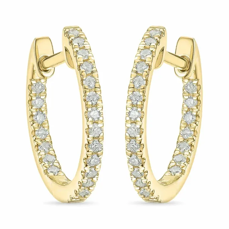 15 mm creoler i 9 karat guld med lab grown diamant 