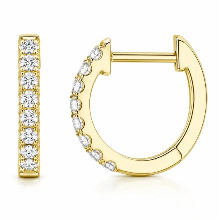 13 mm creoler i 9 karat guld med lab grown diamant 