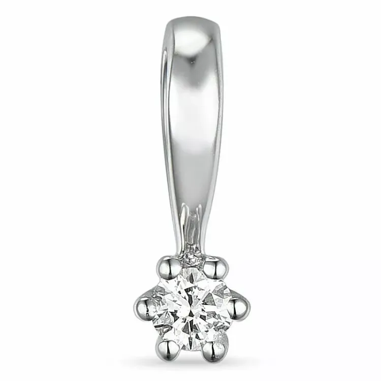 0,05 ct lab grown diamant solitairevedhæng i 9 karat hvidguld 0,05 ct
