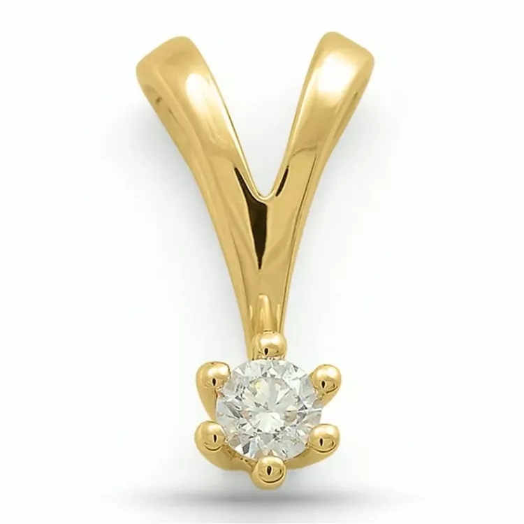 0,10 ct lab grown diamant solitairevedhæng i 9 karat guld 0,10 ct