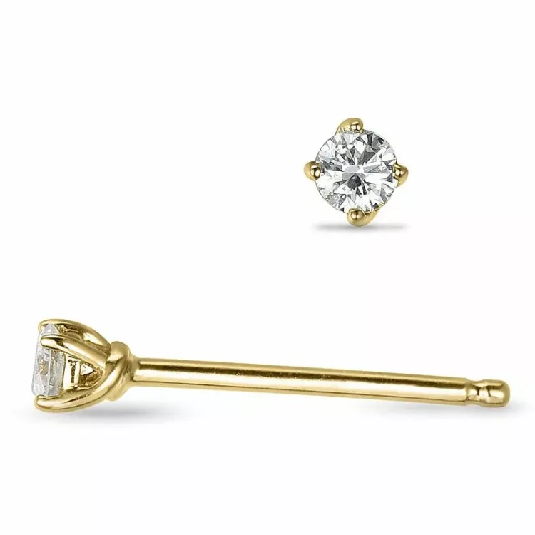 2 x 0,05 ct lab grown diamant solitaireørestikker i 9 karat guld med lab grown diamant 