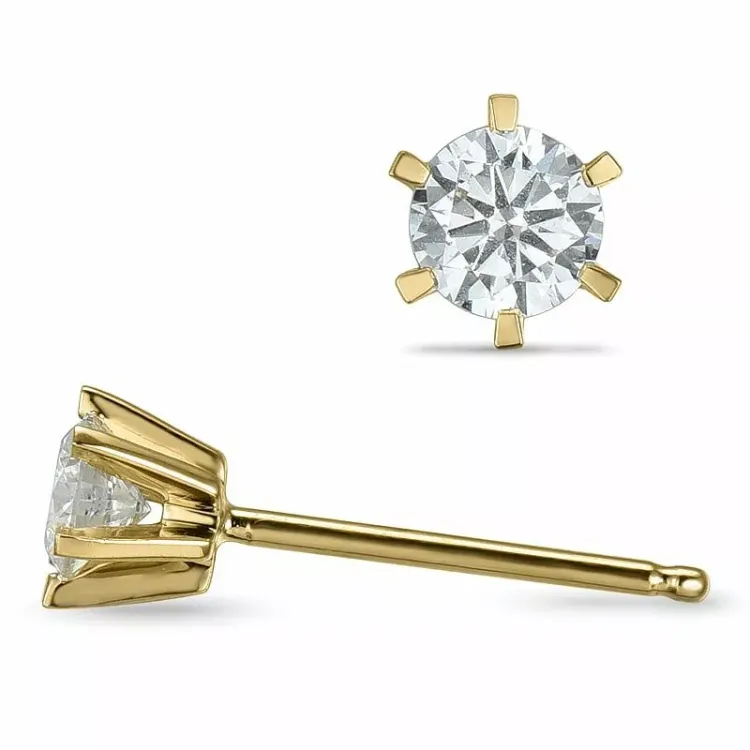 2 x 0,20 ct lab grown diamant solitaireørestikker i 9 karat guld med lab grown diamant 