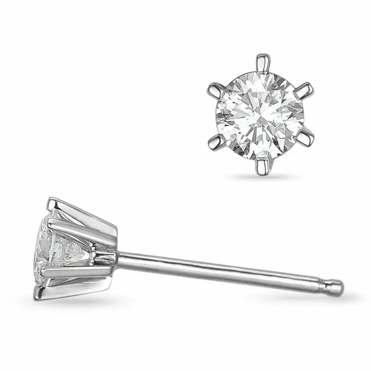 2 x 0,20 ct lab grown diamant solitaireørestikker i 9 karat hvidguld med lab grown diamant 