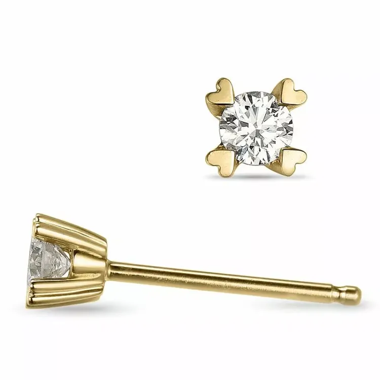 2 x 0,10 ct lab grown diamant solitaireørestikker i 9 karat guld med lab grown diamant 