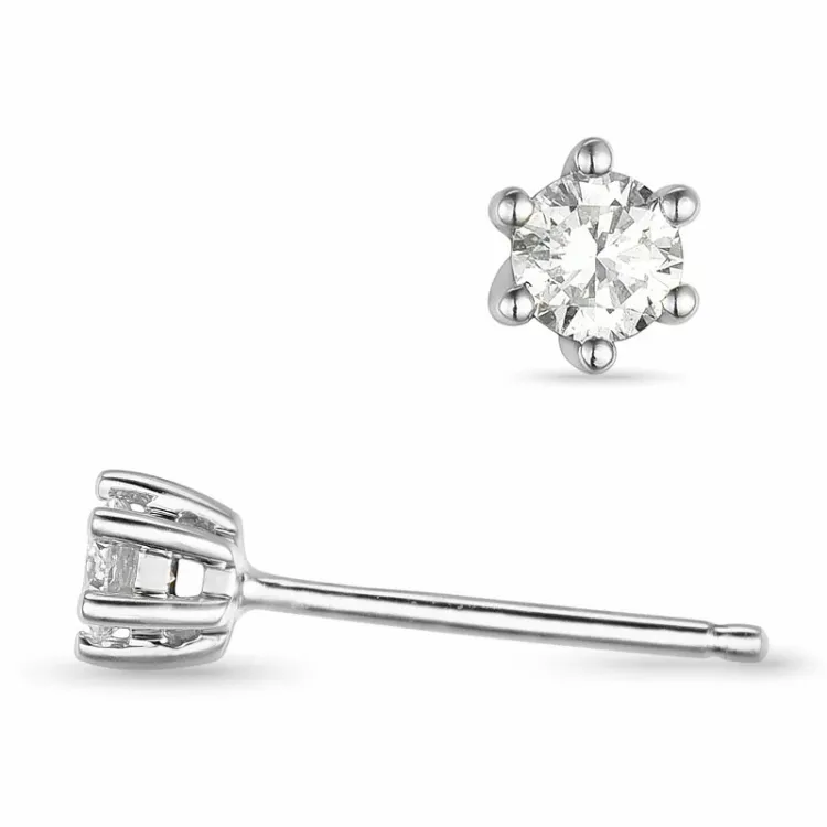 2 x 0,10 ct lab grown diamant solitaireørestikker i 9 karat hvidguld med lab grown diamant 