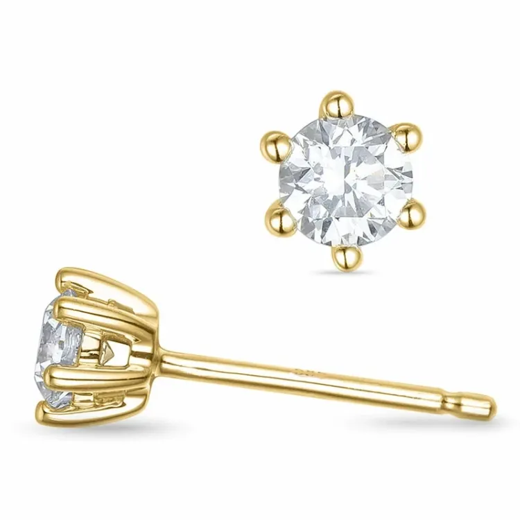 2 x 0,20 ct lab grown diamant solitaireørestikker i 9 karat guld med lab grown diamant 