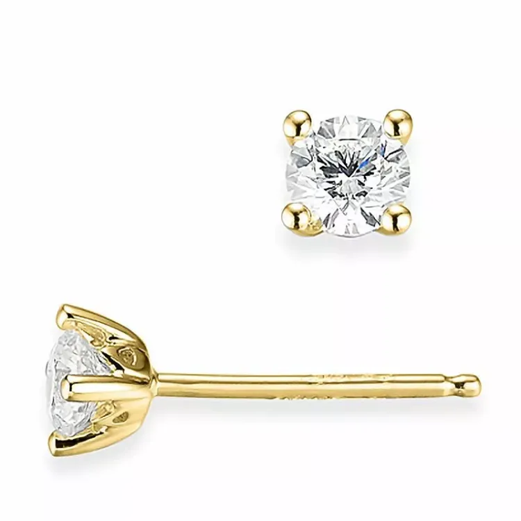 2 x 0,20 ct lab grown diamant solitaireørestikker i 9 karat guld med lab grown diamant 