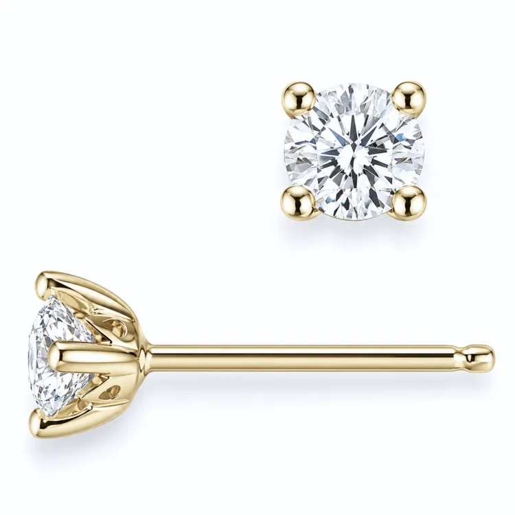 2 x 0,20 ct lab grown diamant solitaireørestikker i 9 karat guld med lab grown diamant (CVD) 