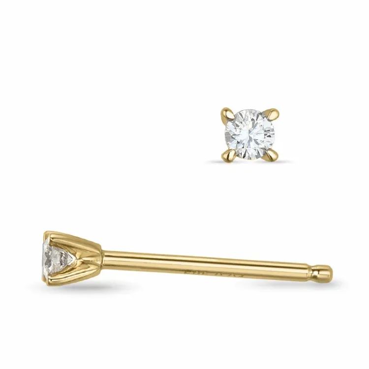 2 x 0,04 ct lab grown diamant solitaireørestikker i 9 karat guld med lab grown diamant 