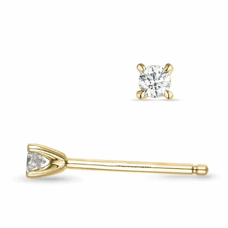 2 x 0,05 ct lab grown diamant solitaireørestikker i 9 karat guld med lab grown diamant 