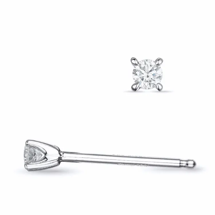 2 x 0,05 ct lab grown diamant solitaireørestikker i 9 karat hvidguld med lab grown diamant 