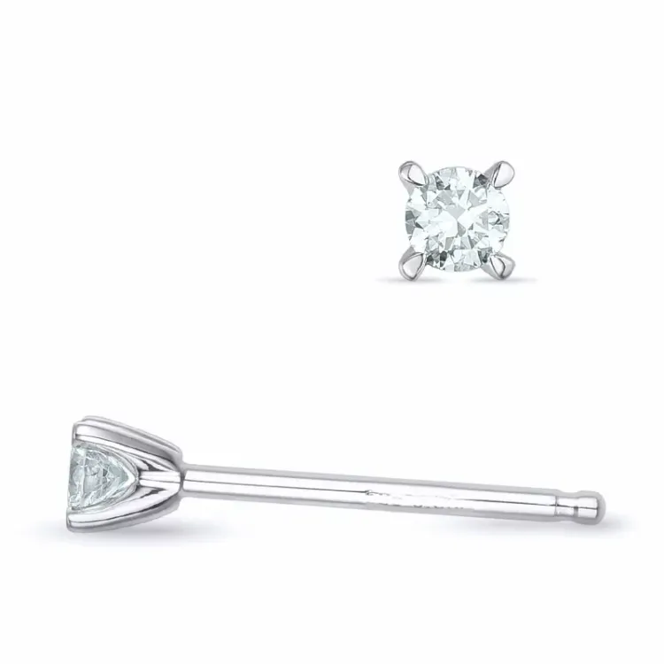 2 x 0,06 ct lab grown diamant solitaireørestikker i 9 karat hvidguld med lab grown diamant 