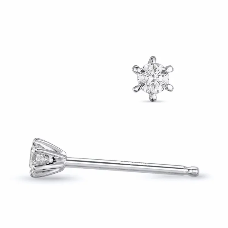 2 x 0,04 ct lab grown diamant solitaireørestikker i 9 karat hvidguld med lab grown diamant 