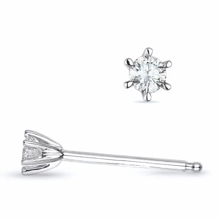 2 x 0,06 ct lab grown diamant solitaireørestikker i 9 karat hvidguld med lab grown diamant 