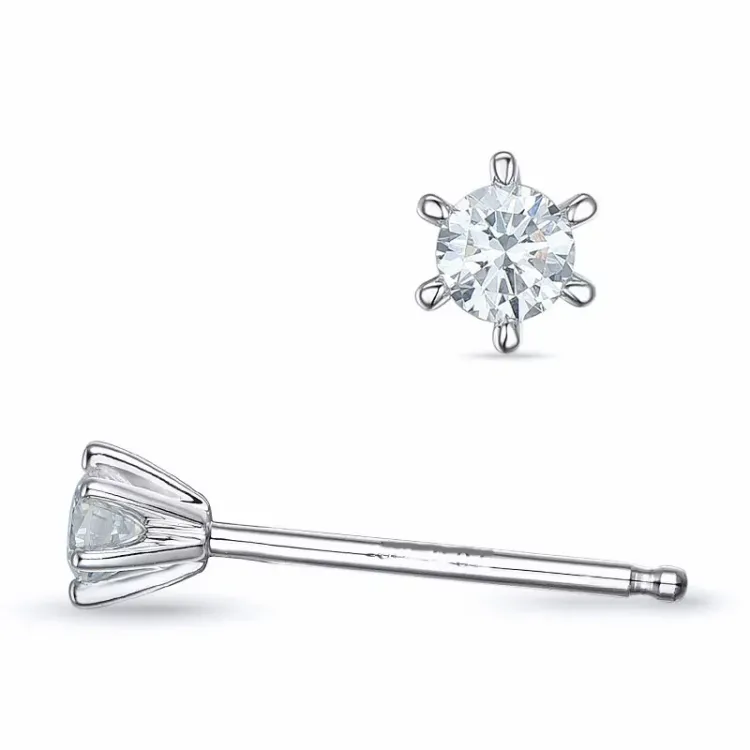 2 x 0,07 ct lab grown diamant solitaireørestikker i 9 karat hvidguld med lab grown diamant 