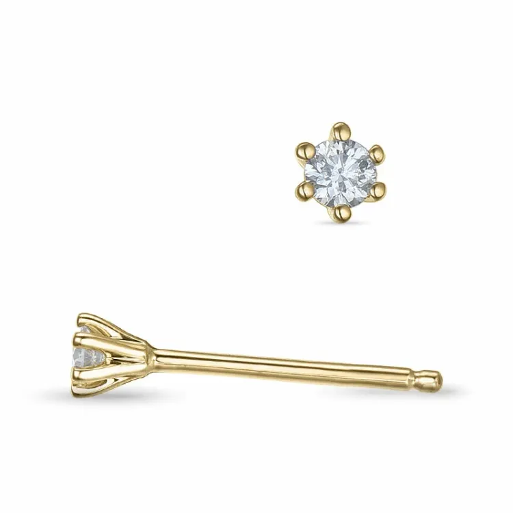 2 x 0,04 ct lab grown diamant solitaireørestikker i 9 karat guld med lab grown diamant 