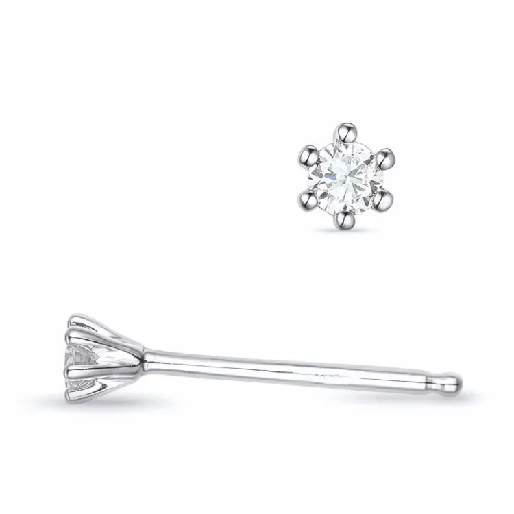 2 x 0,04 ct lab grown diamant solitaireørestikker i 9 karat hvidguld med lab grown diamant 