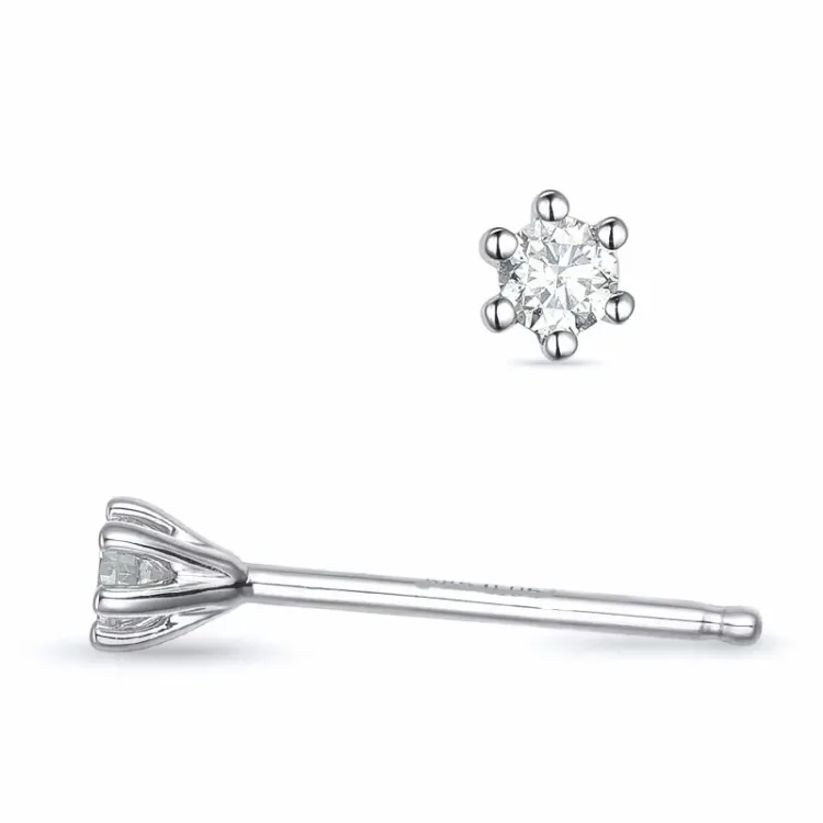 2 x 0,05 ct lab grown diamant solitaireørestikker i 9 karat hvidguld med lab grown diamant 