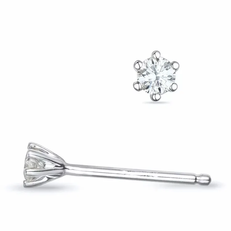 2 x 0,06 ct lab grown diamant solitaireørestikker i 9 karat hvidguld med lab grown diamant 