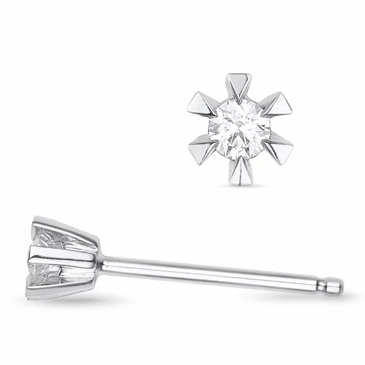 2 x 0,03 ct lab grown diamant solitaireørestikker i 9 karat hvidguld med lab grown diamant 