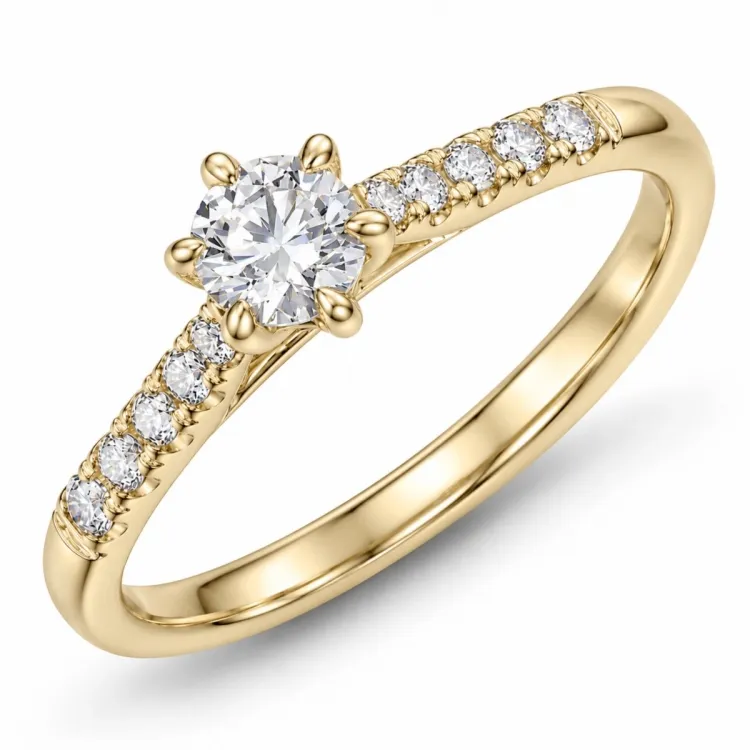 lab grown diamant ring i 9 karat guld 0,30 ct 0,13 ct