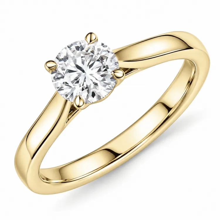1,00 ct lab grown diamant solitairering i 9 karat guld 1,0 ct