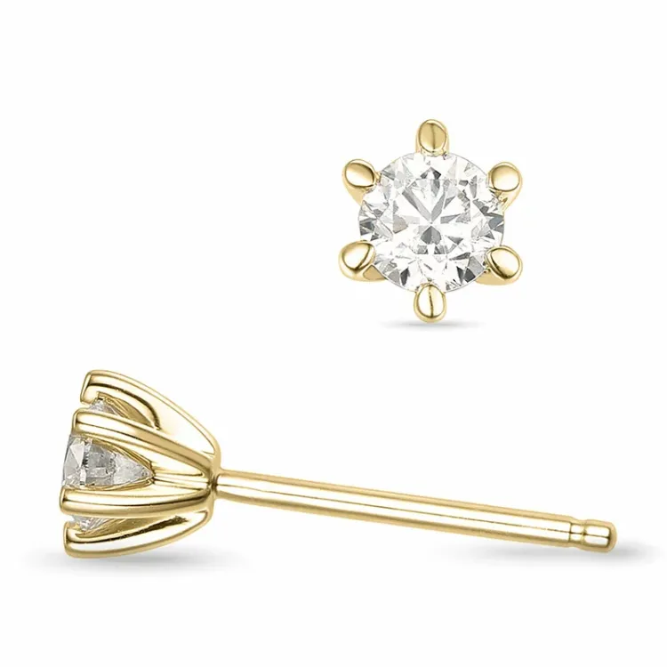 2 x 0,20 ct lab grown diamant solitaireørestikker i 9 karat guld med lab grown diamant 