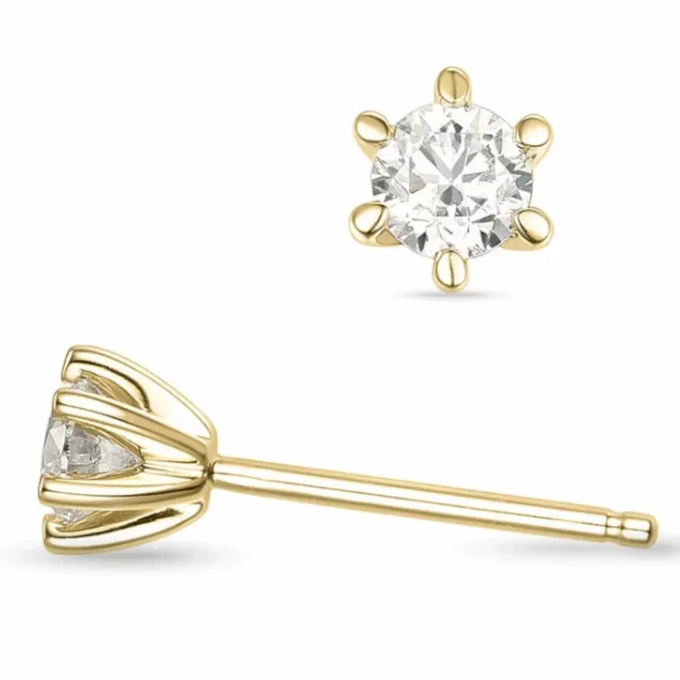 2 x 0,40 ct lab grown diamant solitaireørestikker i 9 karat guld med lab grown diamant 