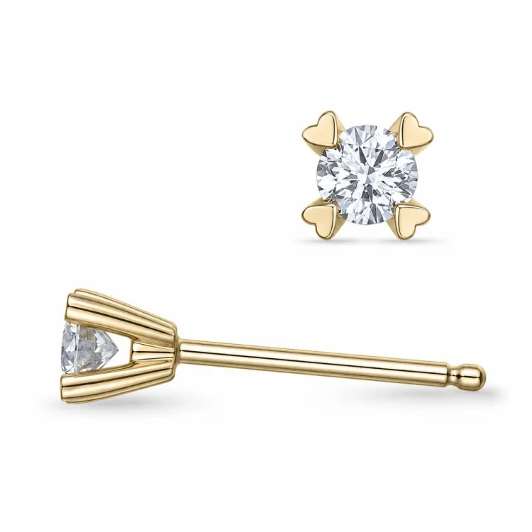 2 x 0,07 ct lab grown diamant solitaireørestikker i 9 karat guld med lab grown diamant 