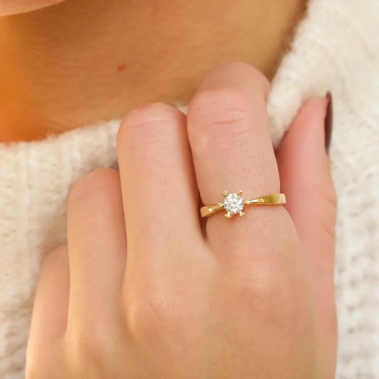 0,40 ct lab grown diamant ring i 14 karat guld 0,40 ct