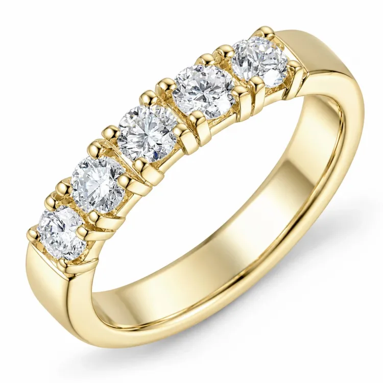 lab grown diamant ring i 14 karat guld 5 x 0,15 ct