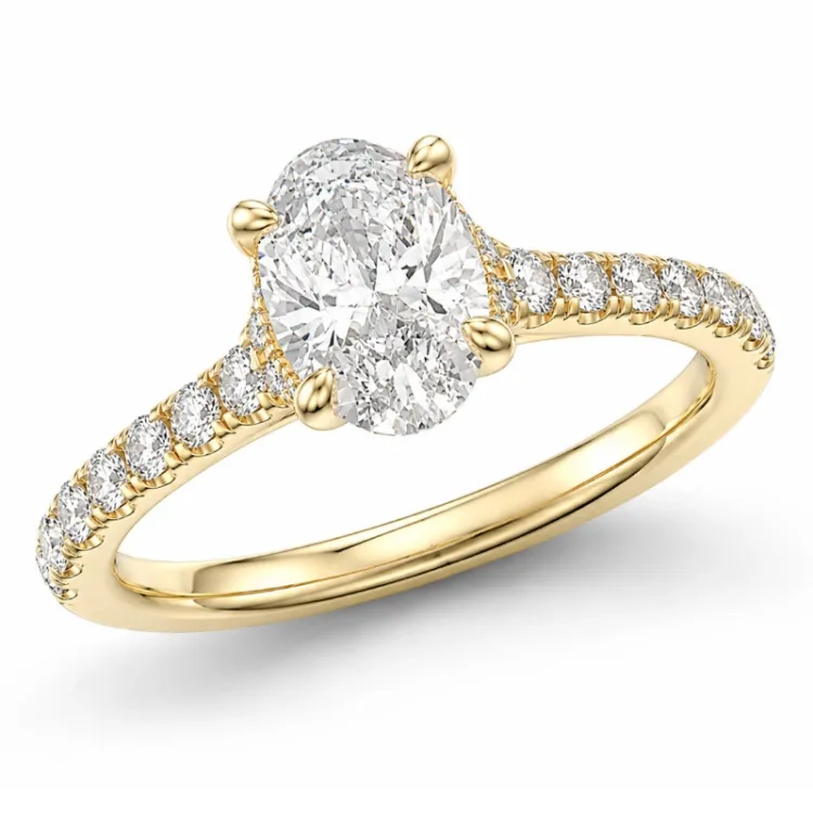 oval lab grown diamant ring i 14 karat guld 1,0 ct 0,26 ct