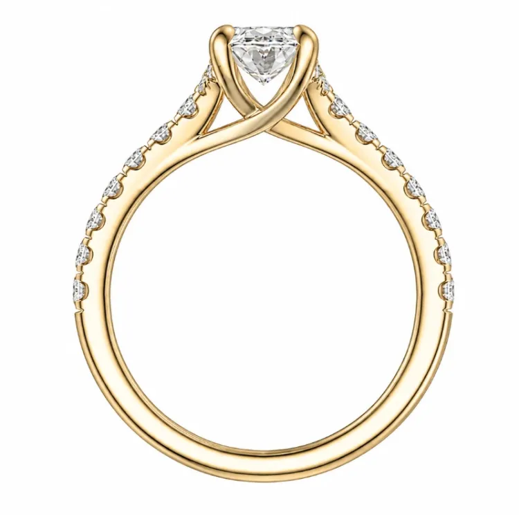 oval lab grown diamant ring i 14 karat guld 1,0 ct 0,26 ct